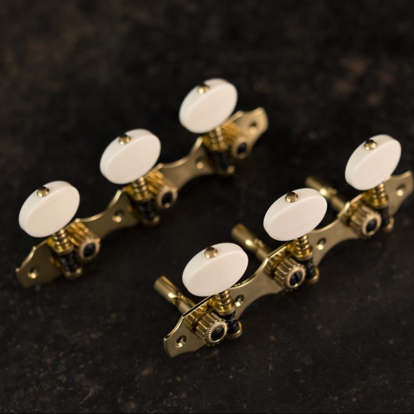 SLOTTED HEADSTOCK CLASSIC SERIES HAUSER 3+3 IVORY BUTTONS POLISHED BRASS
